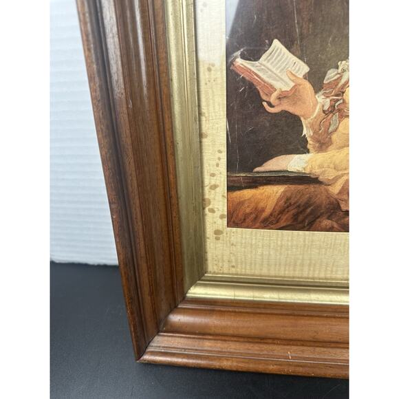 VNTG Framed Canvas Jean Honore Fragonard Girl Reading Book French Wall Art Read - Picture 5 of 8